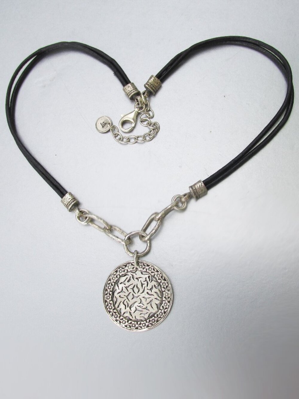 SILPADA Sterling Silver Filigree SUNBURST Pendant Black Cord Necklace N1711